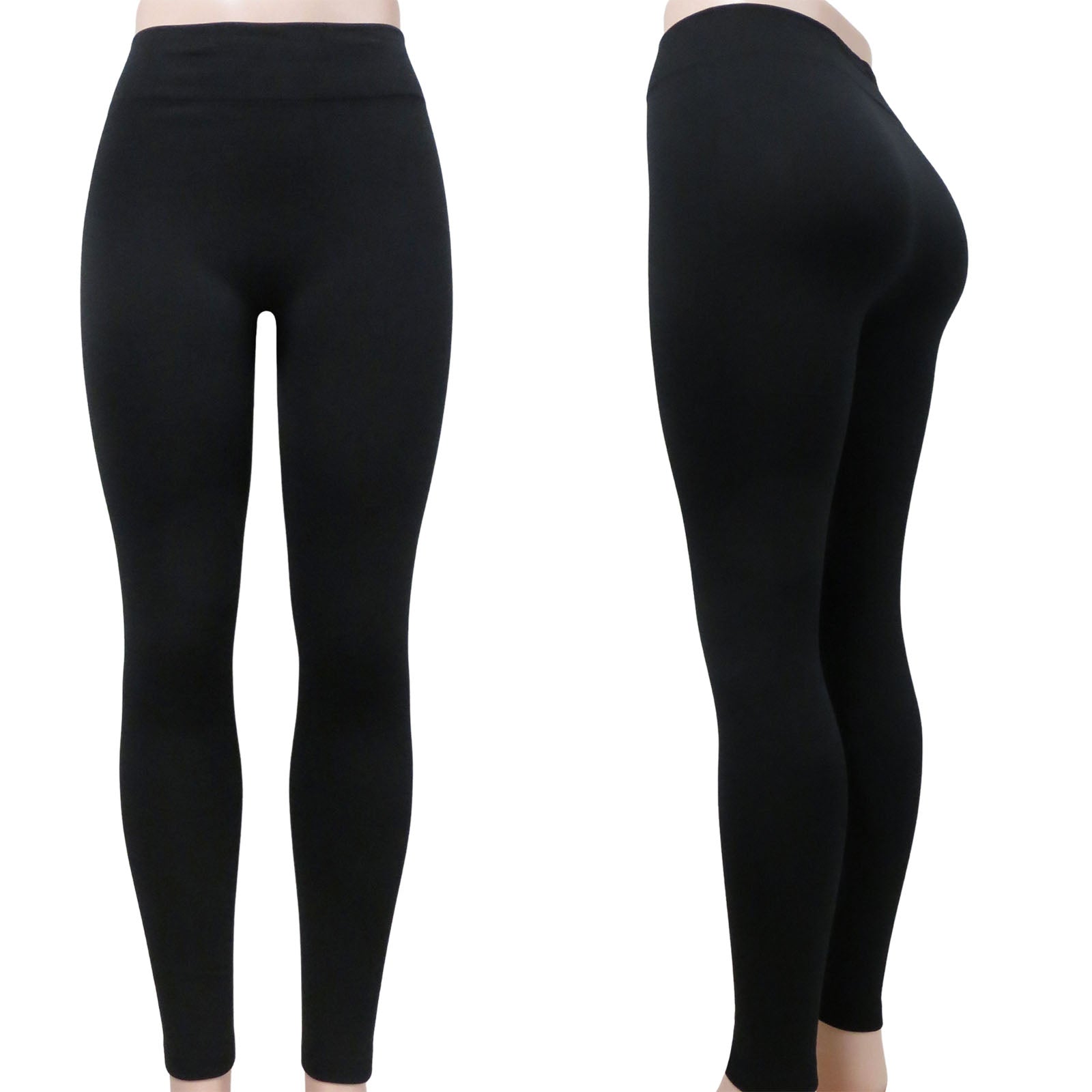 ITEM NUMBER: AP720-THERESA-BLACK (12 PIECE PACK WAS $3.00 - CLEARANCE JUST  $2.00 / PIECE) WHOLESALE BLACK FLEECE LINED LEGGINGS