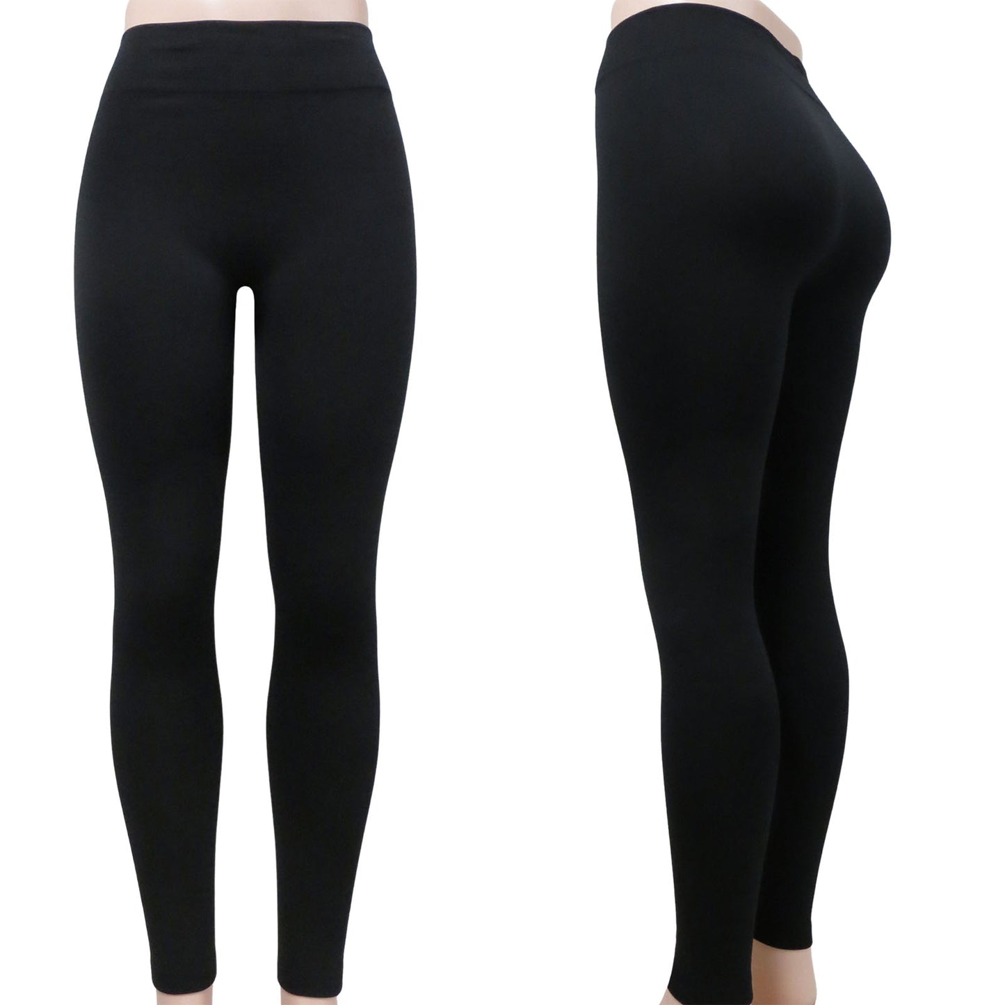 wholesale fleece lined leggings in black