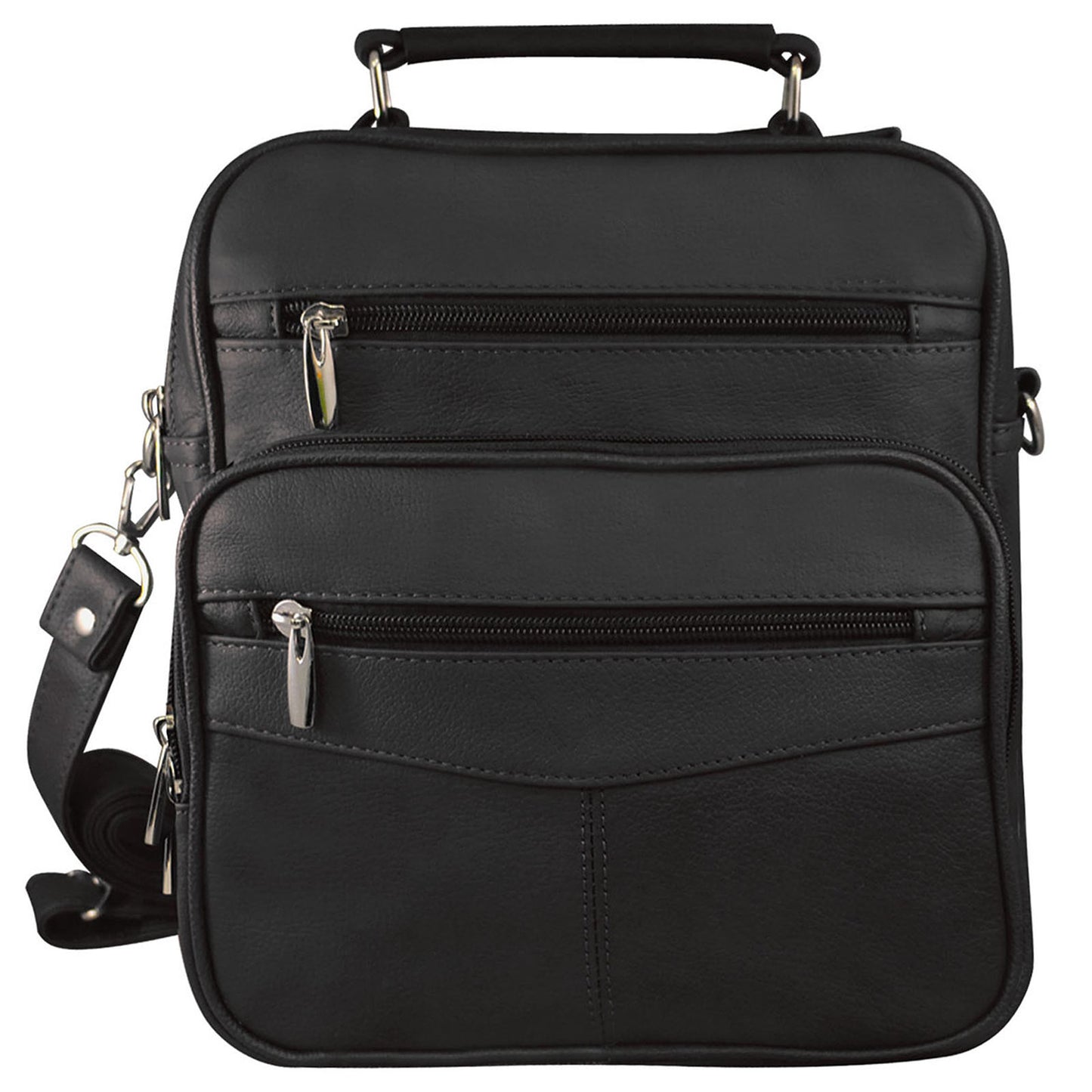 leather wholesale messenger shoulder bag for men or women in black