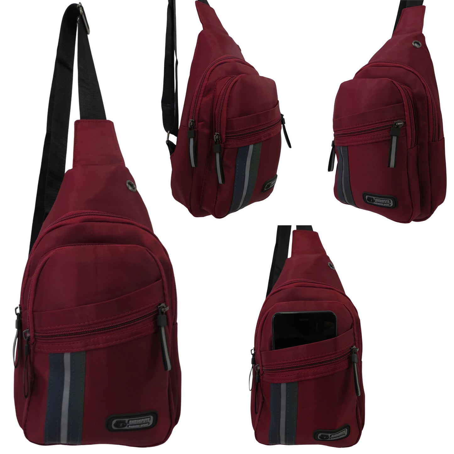 crossbody phone bag wholesale sling messenger for men or women in burgundy