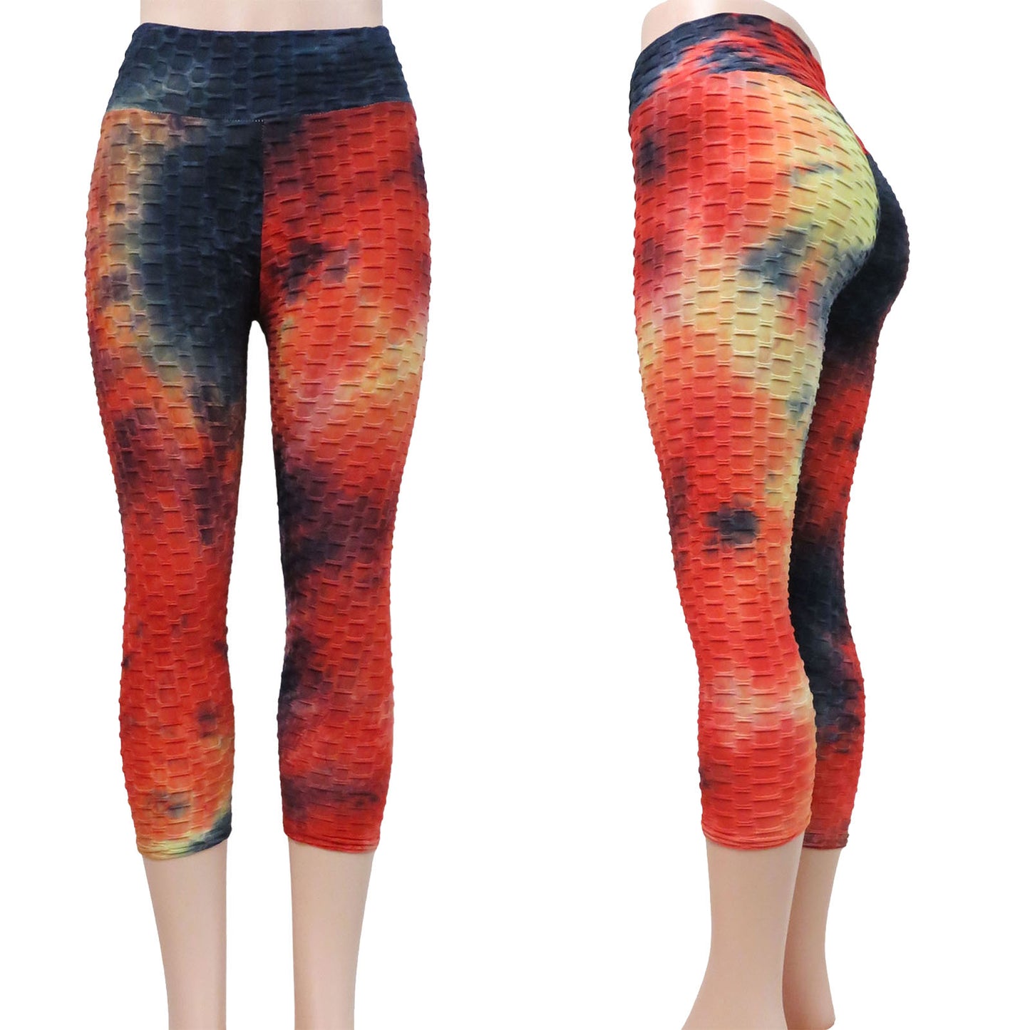 wholesale tie dye tiktok leggings capri push up scrunch butt lift high waist