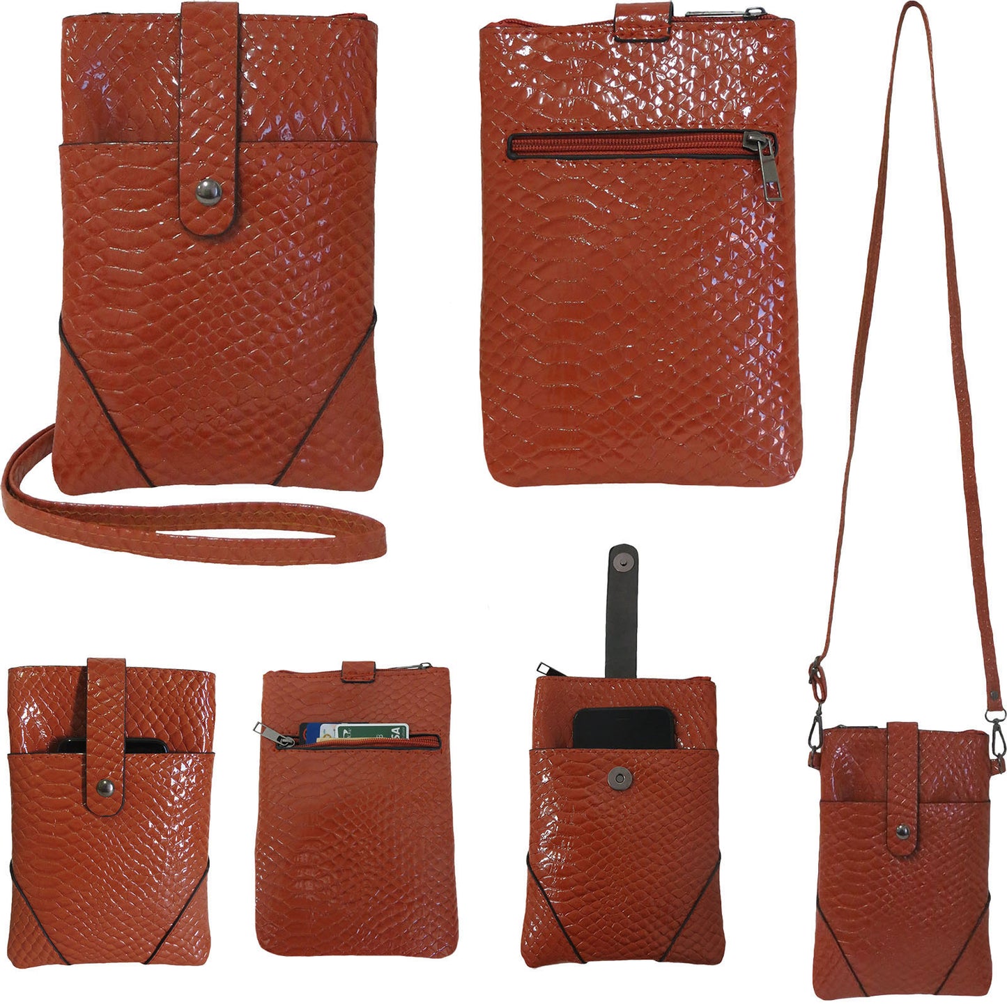 Wholesale Cross Body Bag with Phone Pocket in Snake Print - Alessa Leah