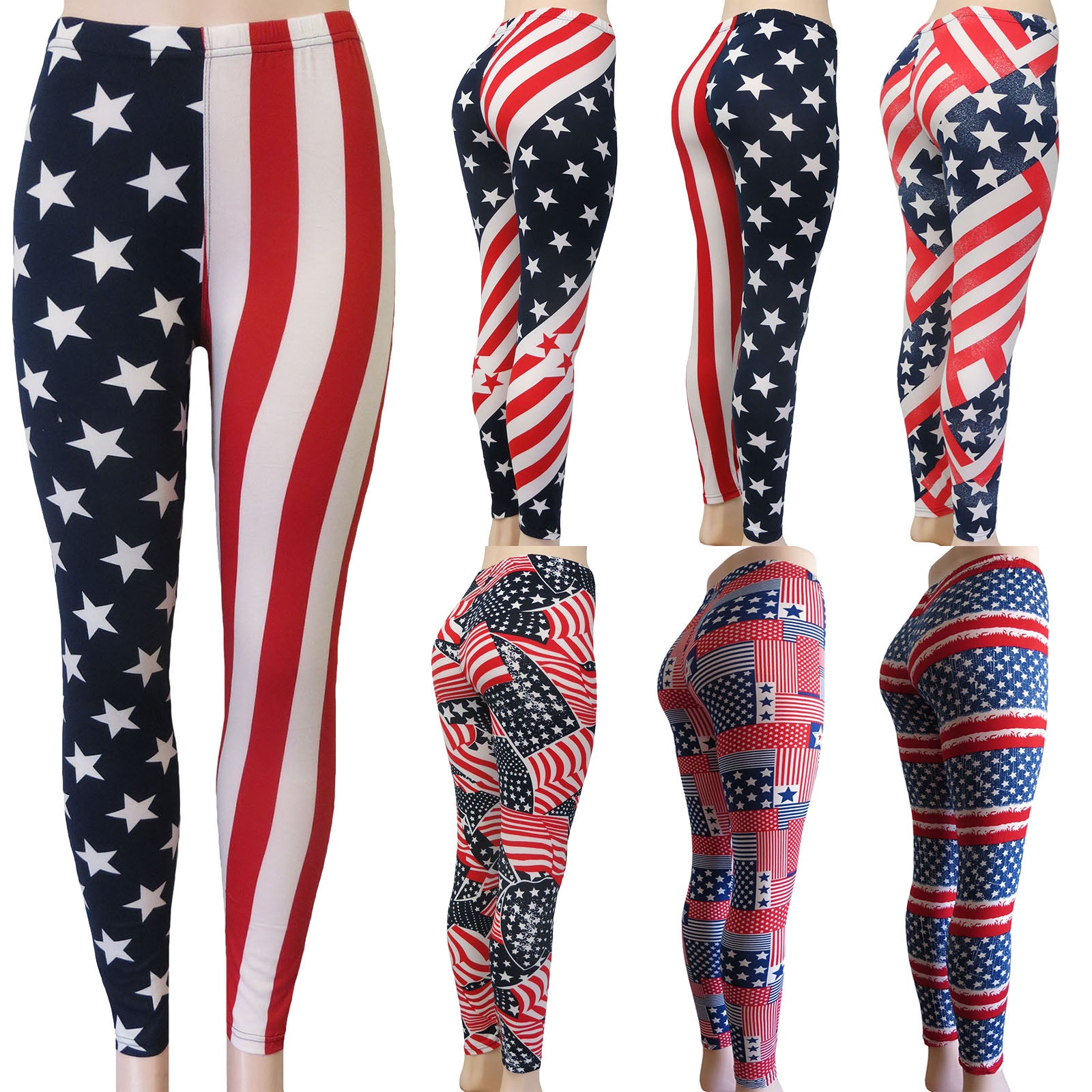ITEM NUMBER: AP700-USA-FLAG (12 PIECE PACK WAS $3.00 - CLEARANCE SALE JUST  $2.00 / PIECE) CLEARANCE AMERICAN FLAG LEGGINGS