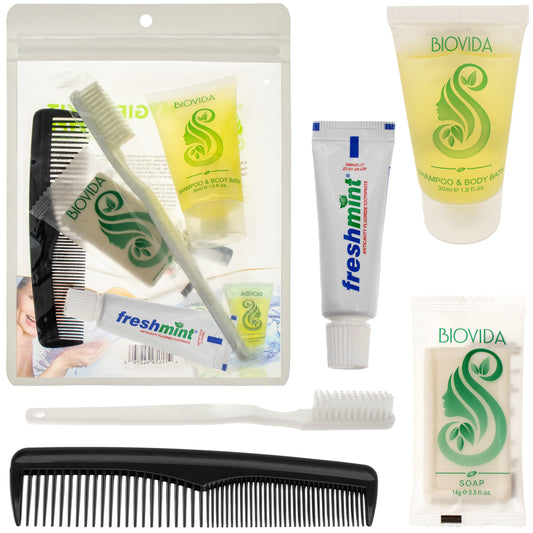 5 Piece Wholesale Hygiene Kits in Bulk Biovida Brand - Case of 96 ($1.30 / KIT - ITEM: DWHK-123-96)
