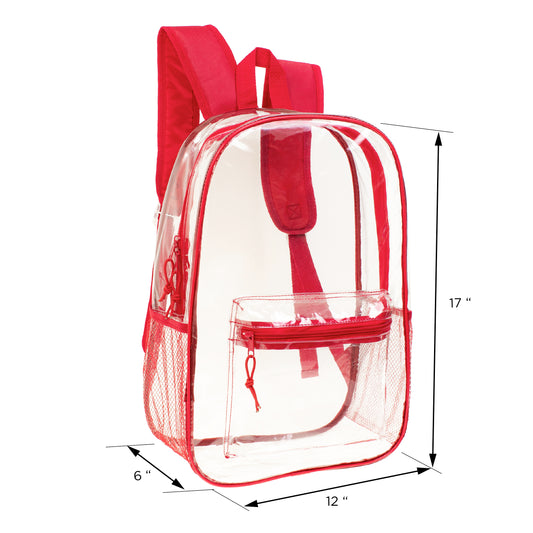 17" Wholesale Clear Backpacks in 6 Colors - Bulk Case of 24 ($8.50 / UNIT - ITEM: DWBP-184-24)