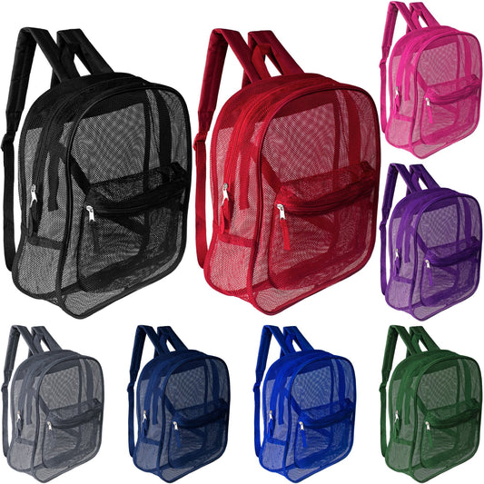 17" Wholesale Mesh Backpacks in 8 Colors - Bulk Case of 24 ($7.60 / UNIT - ITEM: DWBP-297-24)