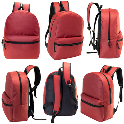 15" Wholesale Backpacks in Bulk in 12 Assorted Colors - Bulk Case of 24 ($3.70 / UNIT - ITEM: DWBP-333-24)