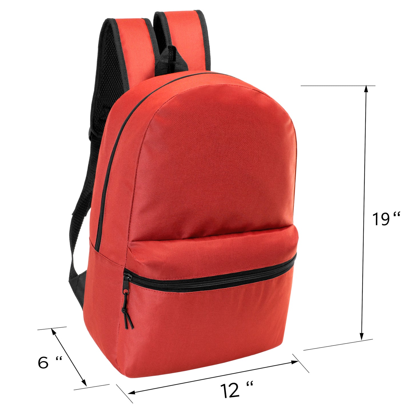 12 Basic 18.5" Wholesale Backpacks in 6 Colors & 12 Bulk School Supply Kits | Choose Your Kit