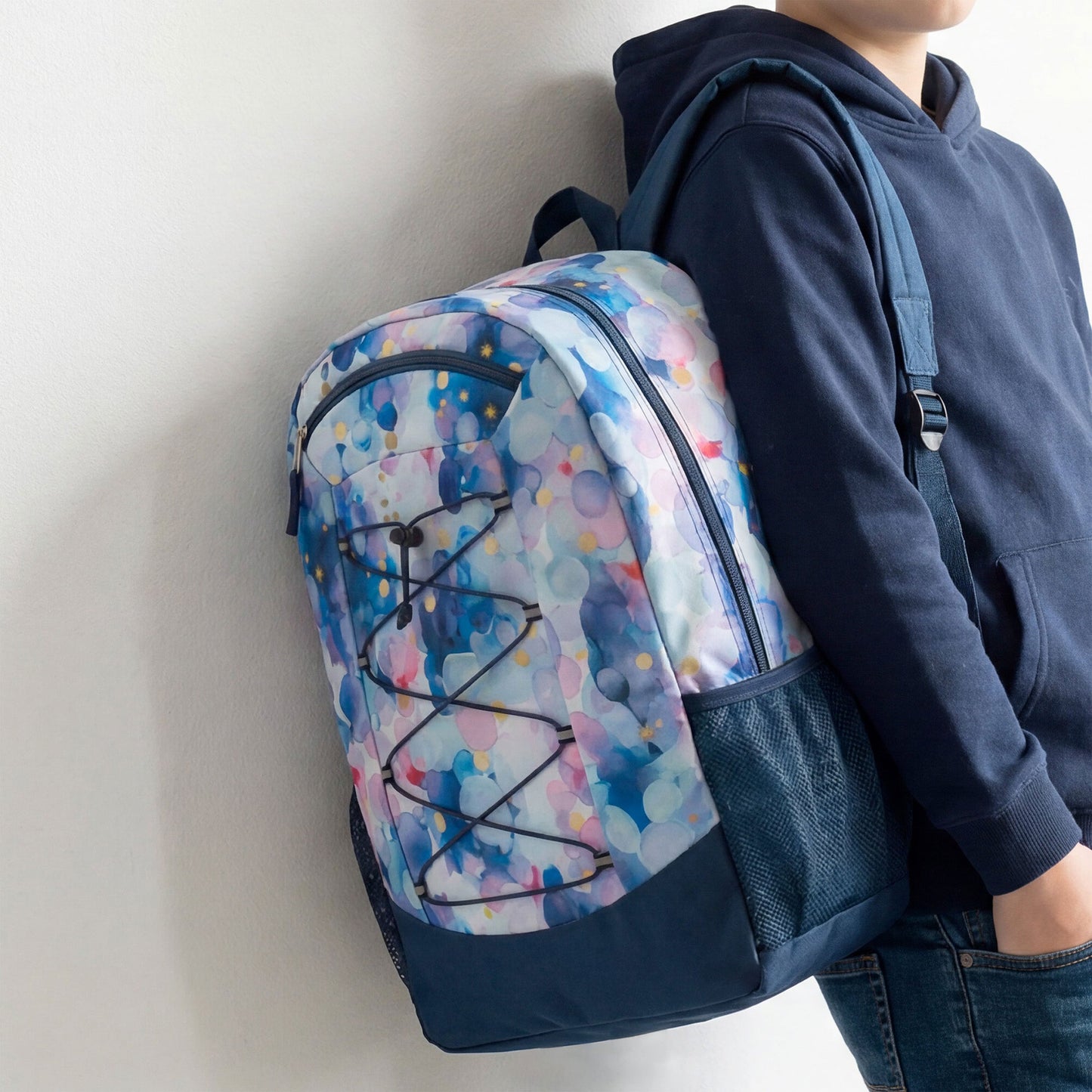 19" Large Bungee Wholesale Backpacks in 6 Prints / Colors - Bulk Case of 24 ($10.00 / UNIT - ITEM: DWBP-363-24)
