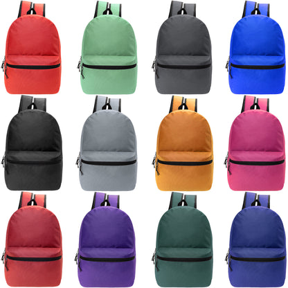 Wholesale 18.5" Backpacks for Back to School in 12 Colors - Bulk Case of 24 ($5.60 / UNIT - ITEM: DWBP-299-24)