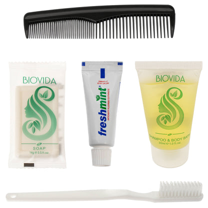 5 Piece Wholesale Hygiene Kits in Bulk Biovida Brand - Case of 96 ($1.30 / KIT - ITEM: DWHK-123-96)
