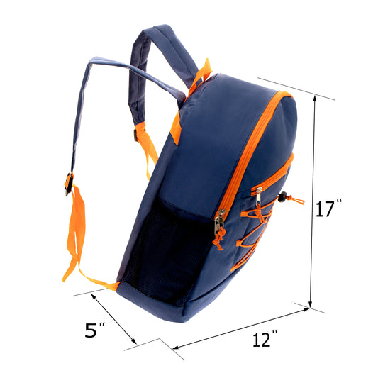 17" Bungee Cord Design Wholesale Backpacks in 6 Assorted Colors - Bulk Case of 24 ($6.20 / UNIT - ITEM: DWBP-185-24)