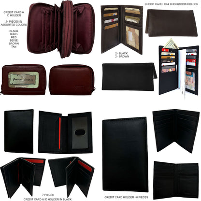 ITEM NUMBER: RBMIX-ASST-6 (41 ITEMS TOTAL - CLEARANCE $1.50 / BAG) WHOLESALE LEATHER CREDIT CARD HOLDERS CLEARANCE