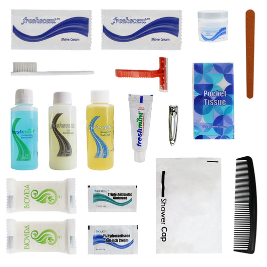 18 Piece Wholesale Hygiene Kits in Bulk - Case of 24 ($6.85 / KIT - ITEM: DWHK-109-24)