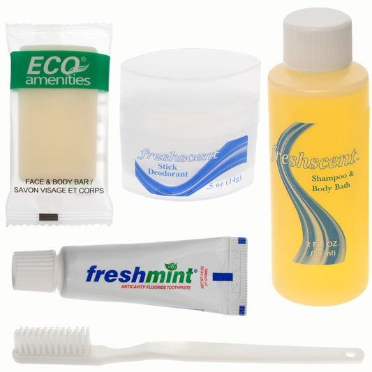 5 Piece Wholesale Hygiene Kits in Bulk - Case of 96 ($2.40 / KIT - ITEM: DWHK-103-96)