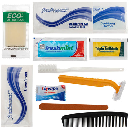 11 Piece Wholesale Hygiene Kits in Bulk - Case of 96 ($2.15 / KIT - ITEM: DWHK-113-96)