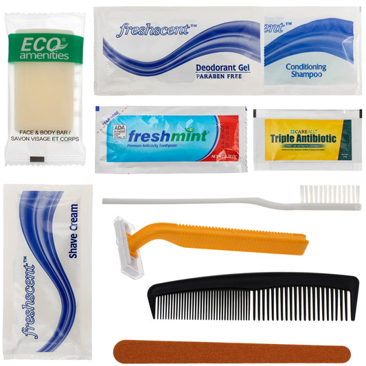 10 Piece Wholesale Hygiene Kits in Bulk - Case of 96 ($1.75 / KIT - ITEM: DWHK-107-96)