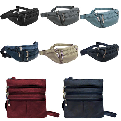 ITEM NUMBER: RBMIX-ASST (22 ITEMS TOTAL - CLEARANCE $4.00 / BAG) WHOLESALE LEATHER CROSSBODY & FANNY PACK MIX ON CLEARANCE