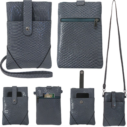 ITEM NUMBER: XB025-LEAH (12 PIECE PACK - $1.75 / PIECE CLEARANCE ITEM - LIMITED QUANTITY) SNAKE PRINT CROSSBODY PHONE BAG