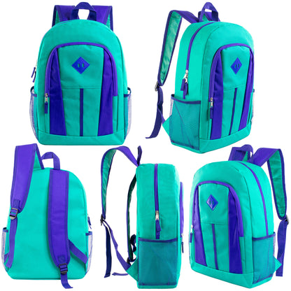 17" Diamond Patch Multi Color Wholesale Backpacks in 6 Colors - Bulk Case of 24 ($7.25 / UNIT - ITEM: DWBP-313-24)