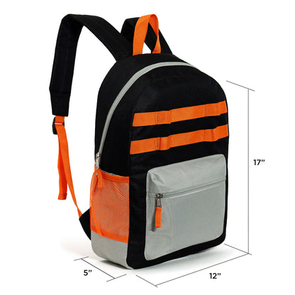17" Bungee Cord & Daisy Chain Design Wholesale Backpacks in 12 Assorted Colors - Bulk Case of 24 ($6.55 / UNIT - ITEM: DWBP-360-24)