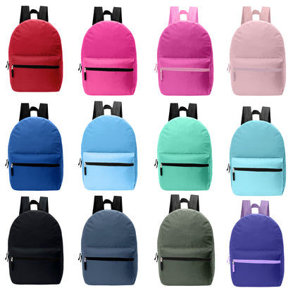 Wholesale 17" Backpacks in Bulk in 12 Assorted Colors - Bulk Case of 24 ($4.50 / UNIT - ITEM: DWBP-285-24)