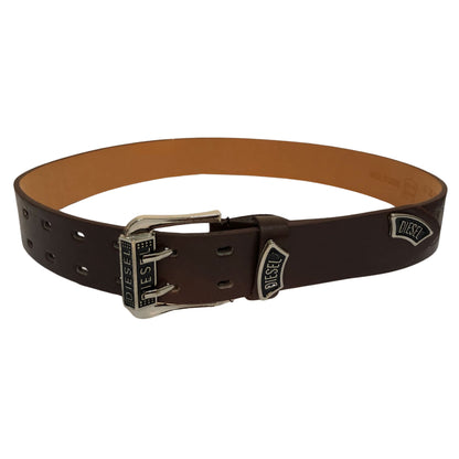 wholesale double loop leather belt for men in brown