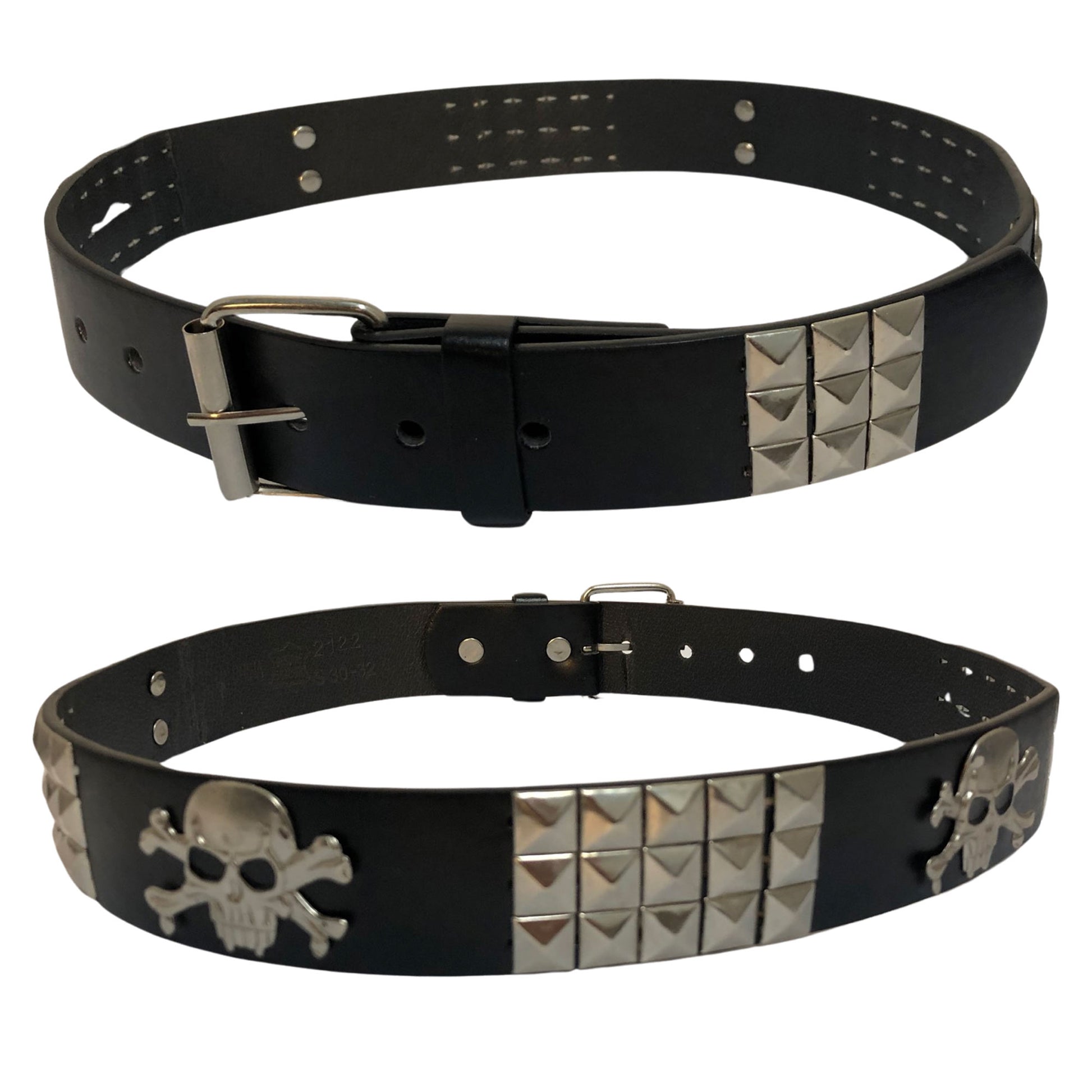 black leather wholesale leather skull design belt for men