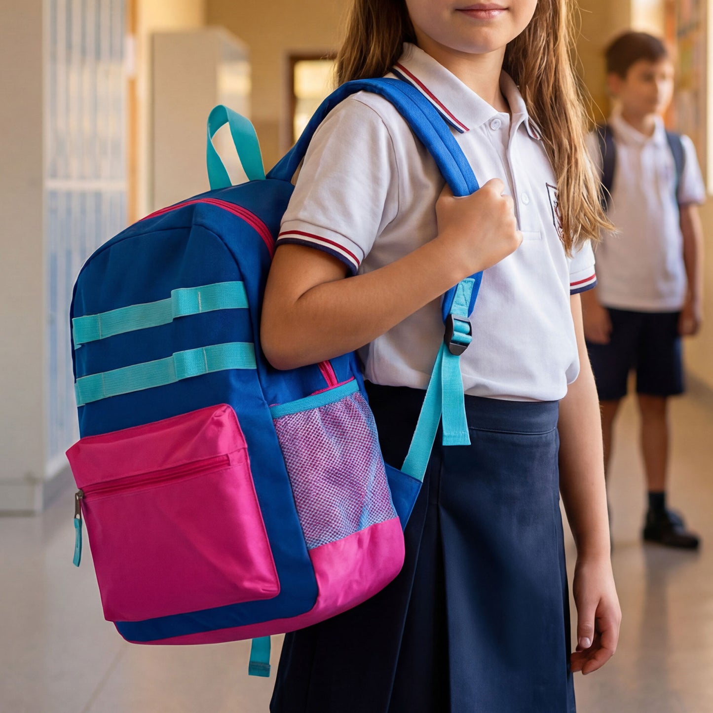 17" Bungee Cord & Daisy Chain Design Wholesale Backpacks in 12 Assorted Colors - Bulk Case of 24 ($6.55 / UNIT - ITEM: DWBP-360-24)