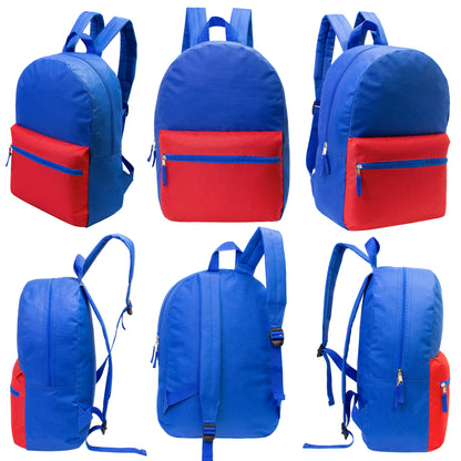 17" Multi Color Wholesale Backpacks for Boys & 12 Bulk School Supply Kits | Choose Your Kit