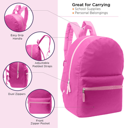 Wholesale 17" Backpacks in Bulk in 12 Assorted Colors - Bulk Case of 24 ($4.50 / UNIT - ITEM: DWBP-285-24)