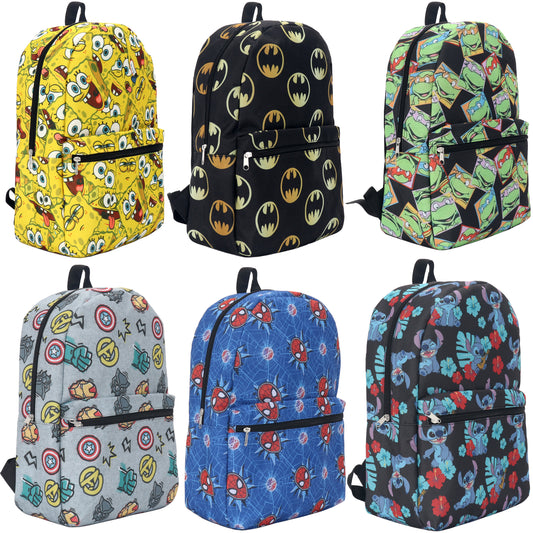 Boys Wholesale 17" Character Backpacks - Bulk Case of 24 ($7.00 / UNIT - ITEM: DWBP-324-24)
