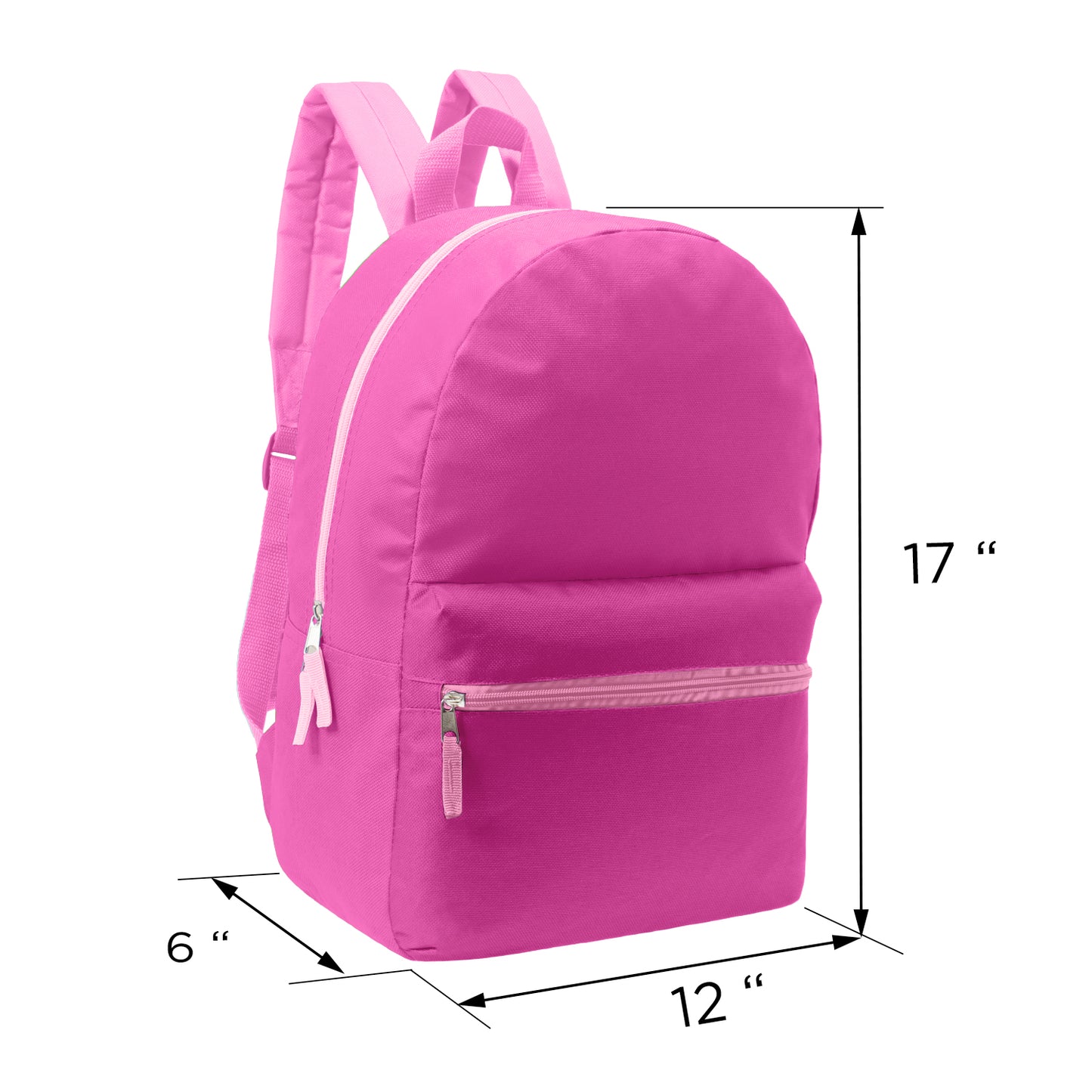 Wholesale 17" Backpacks in Bulk in 12 Assorted Colors - Bulk Case of 24 ($4.50 / UNIT - ITEM: DWBP-285-24)