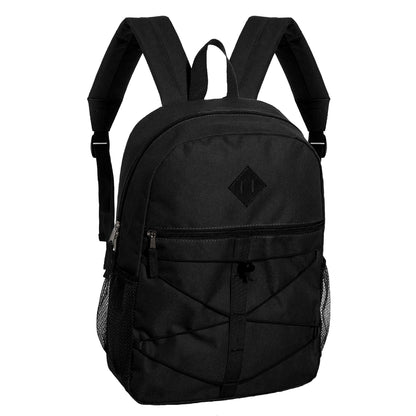 18" Bungee Wholesale Backpacks in 8 Assorted Colors - Bulk Case of 24 ($6.90 / UNIT - ITEM: DWBP-361-24)