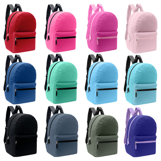 Wholesale 17" Backpacks in Bulk in 12 Assorted Colors - Bulk Case of 24 ($4.50 / UNIT - ITEM: DWBP-285-24)