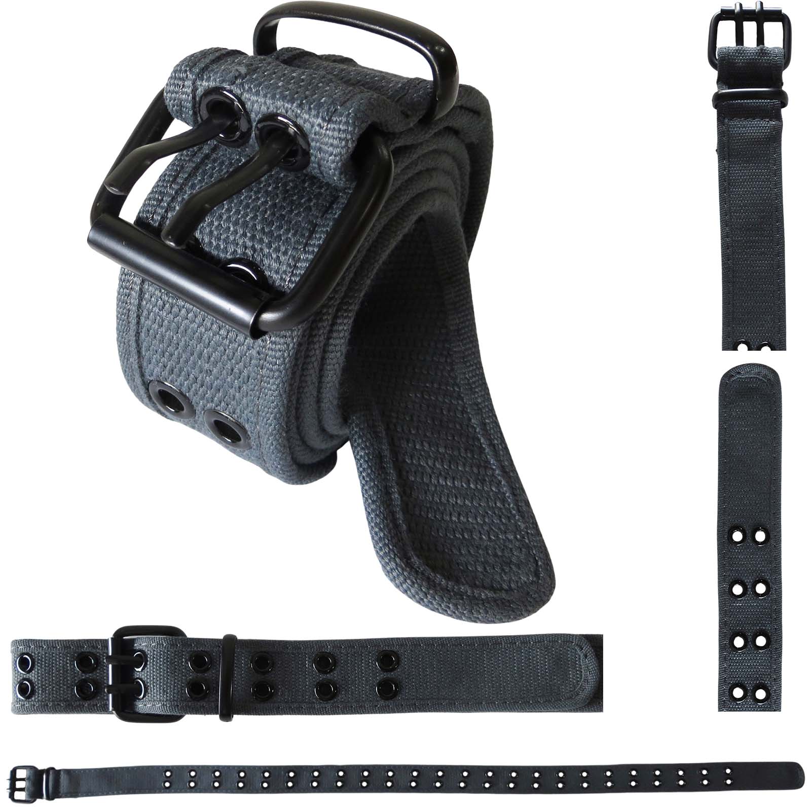 dark gray fabric wholesale men's grommet belt
