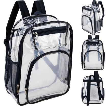 12  Deluxe 17"Clear Wholesale Backpacks in Assorted Colors & 12 Bulk School Supply Kits | Choose Your Kit