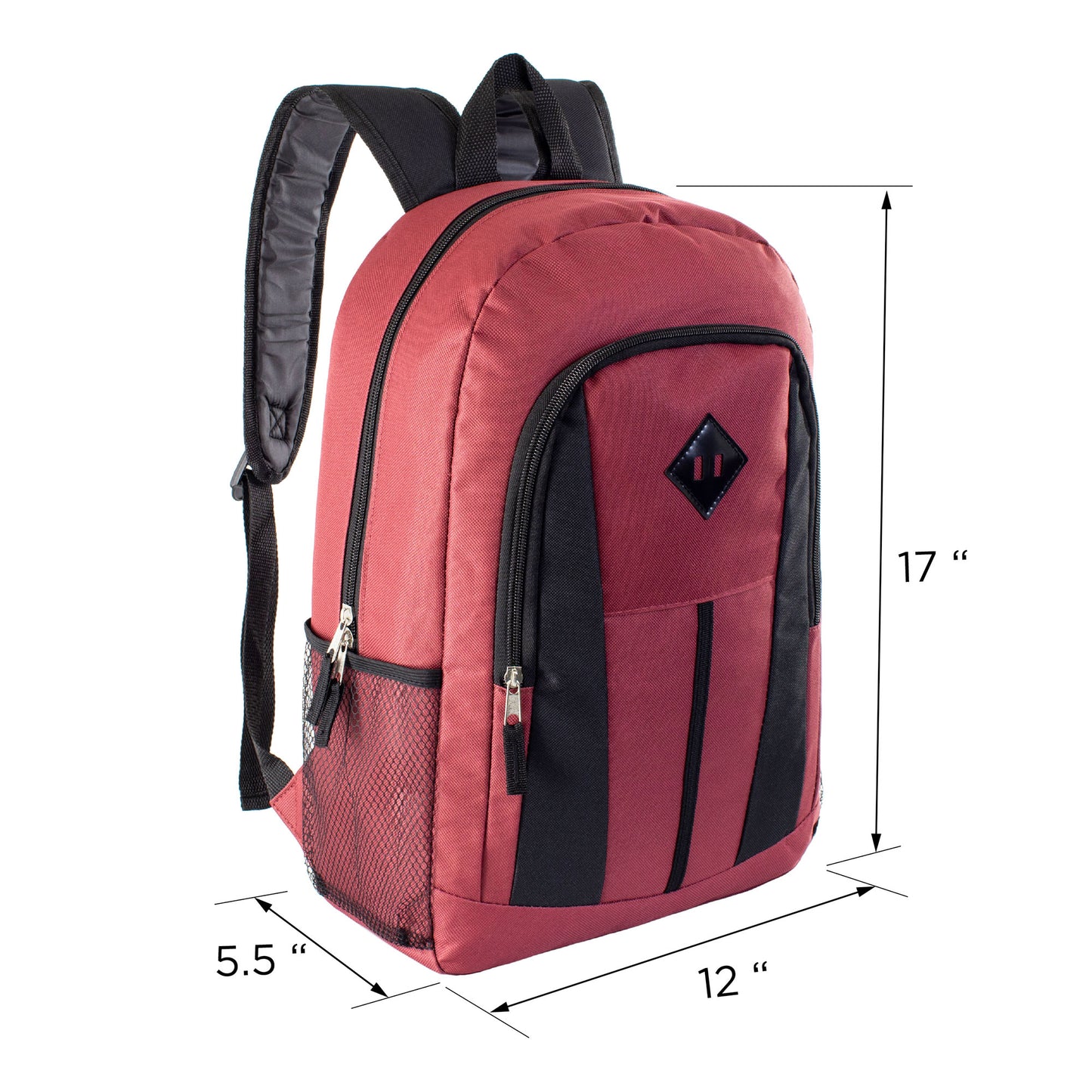 17" Diamond Patch Multi Color Wholesale Backpacks in 6 Colors - Bulk Case of 24 ($7.25 / UNIT - ITEM: DWBP-313-24)