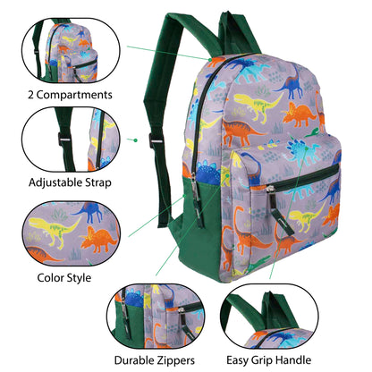 15" Boys Patterned Elementary School Wholesale Backpacks & 12 Bulk School Supply Kits | Choose Your Kit