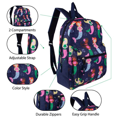 15" Girls Patterned Elementary School Wholesale Backpacks & 12 Bulk School Supply Kits | Choose Your Kit