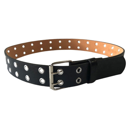 black leather grommet belt 2 holes wholesale 
