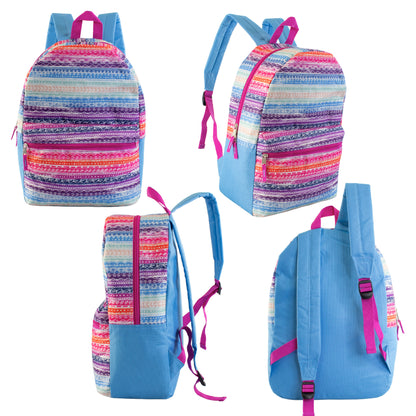 Patterned 17" Wholesale Backpacks in Assorted Prints & 12 Bulk School Supply Kits | Choose Your Kit