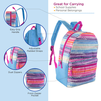 Patterned 17" Wholesale Backpacks in Assorted Prints & 12 Bulk School Supply Kits | Choose Your Kit