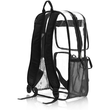 17" Premium Clear Wholesale Backpacks with Black Trim - Bulk Case of 24 ($11.00 / UNIT - ITEM: DWBP-366-24)