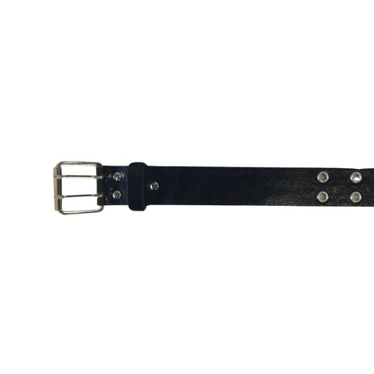 wholesale 2 hole black leather grommet belt for men