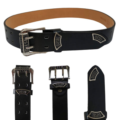 wholesale double loop leather belt for men in black
