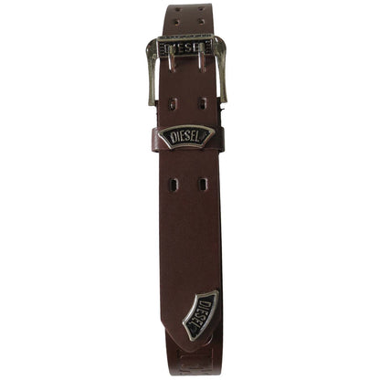 men's wholesale brown leather belt with silver ornamentation 