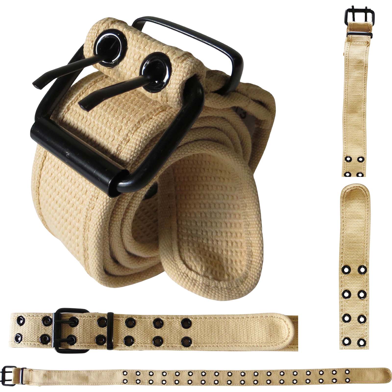 wholesale canvas grommet belt beige