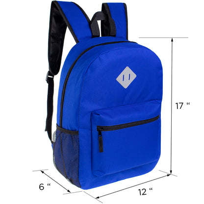Assorted Color 17" Padded Back Wholesale Backpacks & 12 Bulk School Supply Kits | Choose Your Kit