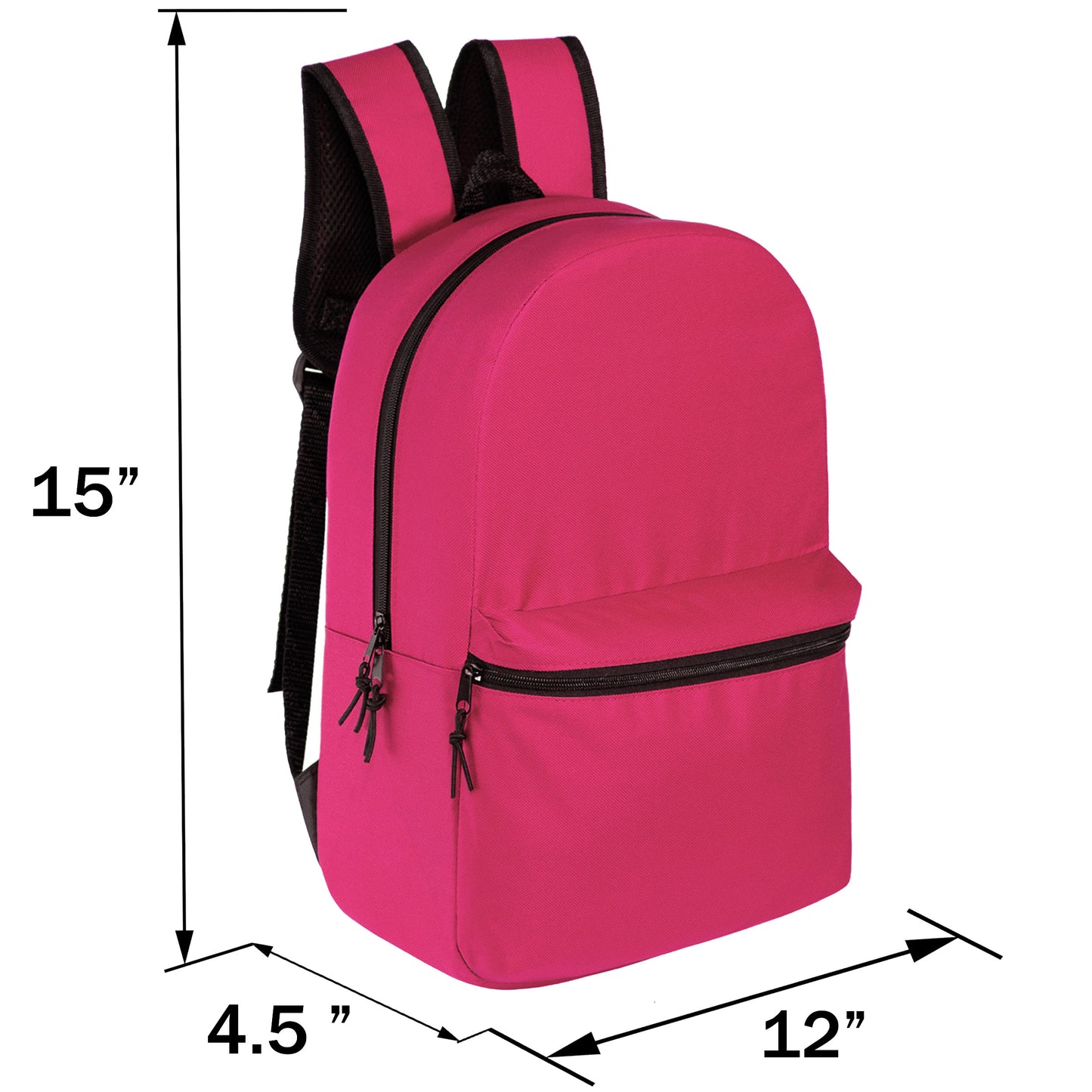 15" Wholesale Backpacks in Bulk in 8 Assorted Colors - Bulk Case of 24 ($3.70 / UNIT - ITEM: DWBP-332-24)